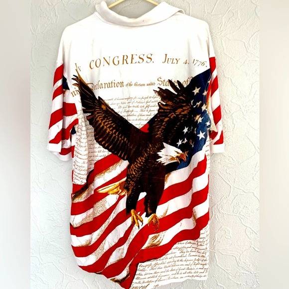 MENS USA PATRIOTIC EAGLE AOP POLO SIZE LARGE NICE NEW YEARS - Picture 2 of 4